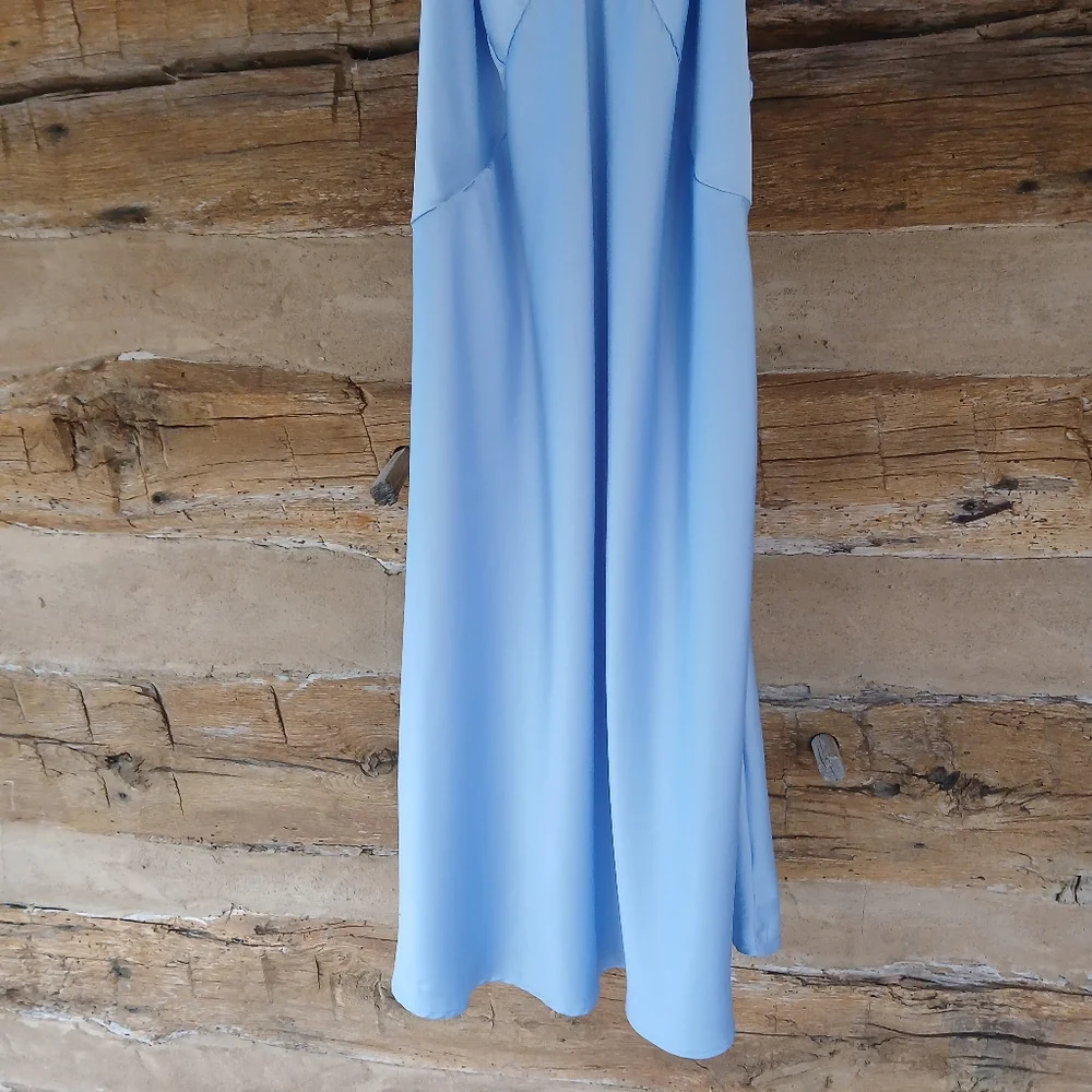 Cable & Gauge Blue V Neck T Back Satin Nightgown Medium - Picture 3 of 7